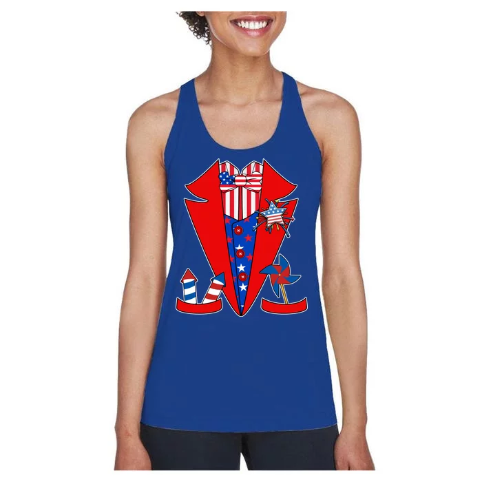 Patriotic Independence Day Tuxedo Women's Racerback Tank