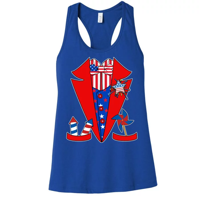 Patriotic Independence Day Tuxedo Women's Racerback Tank