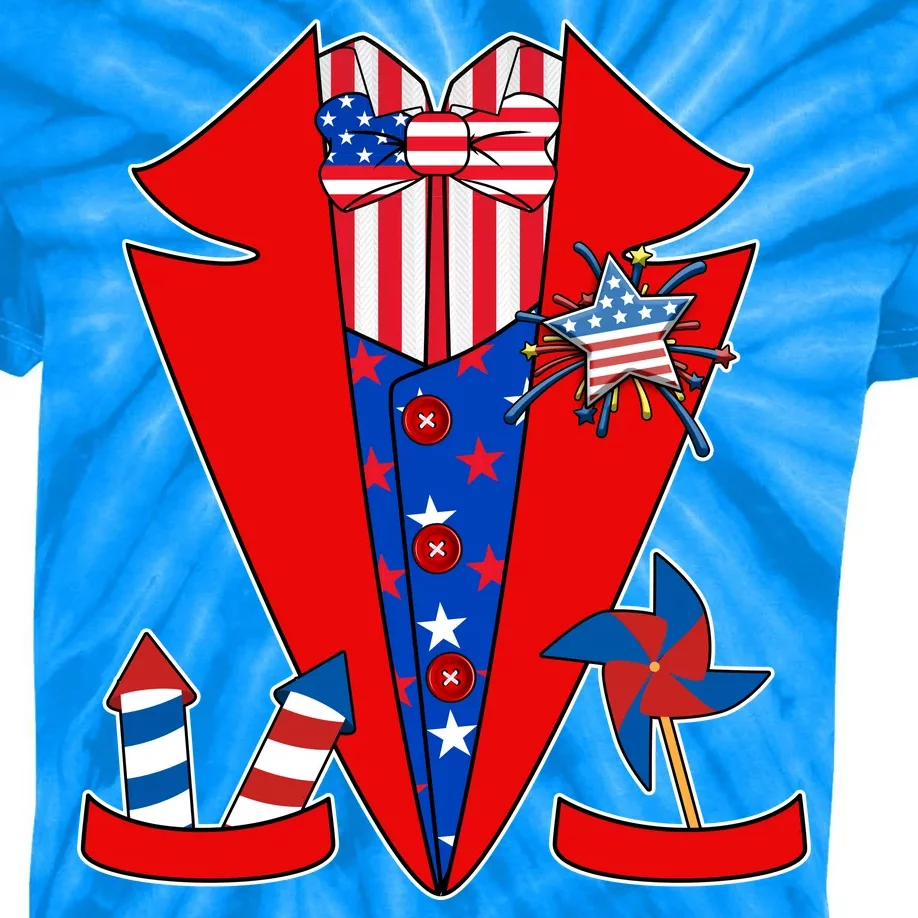 Patriotic Independence Day Tuxedo Kids Tie-Dye T-Shirt