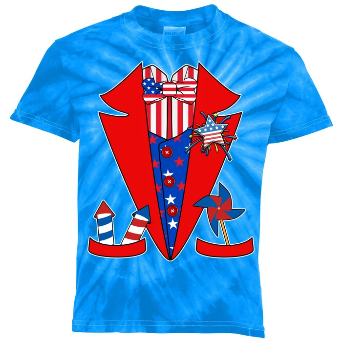 Patriotic Independence Day Tuxedo Kids Tie-Dye T-Shirt