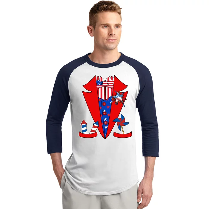 Patriotic Independence Day Tuxedo Baseball Sleeve Shirt