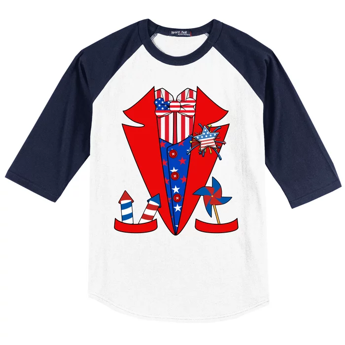 Patriotic Independence Day Tuxedo Baseball Sleeve Shirt