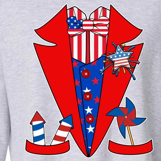 Patriotic Independence Day Tuxedo Cropped Pullover Crew