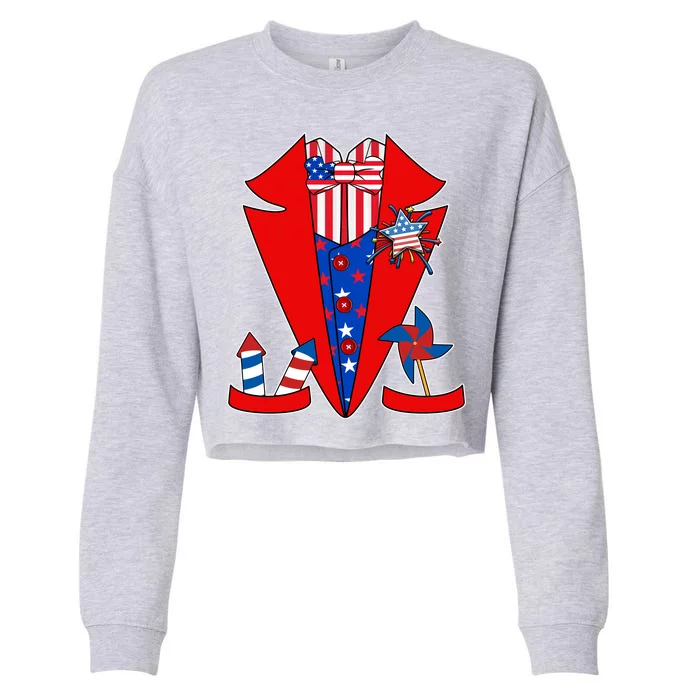 Patriotic Independence Day Tuxedo Cropped Pullover Crew