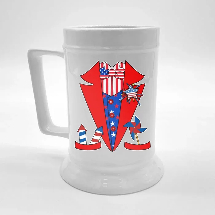 Patriotic Independence Day Tuxedo Front & Back Beer Stein