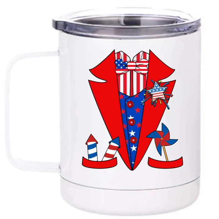 Patriotic Independence Day Tuxedo Front & Back 12oz Stainless Steel Tumbler Cup