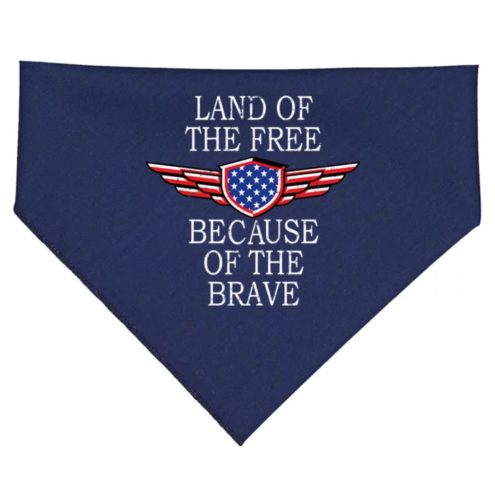 Patriotic Land Of The Free Because Of The Brave USA-Made Doggie Bandana