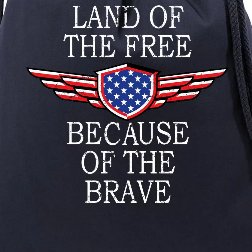 Patriotic Land Of The Free Because Of The Brave Drawstring Bag