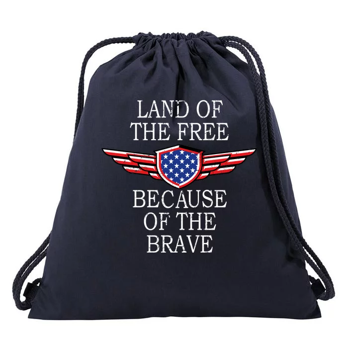 Patriotic Land Of The Free Because Of The Brave Drawstring Bag