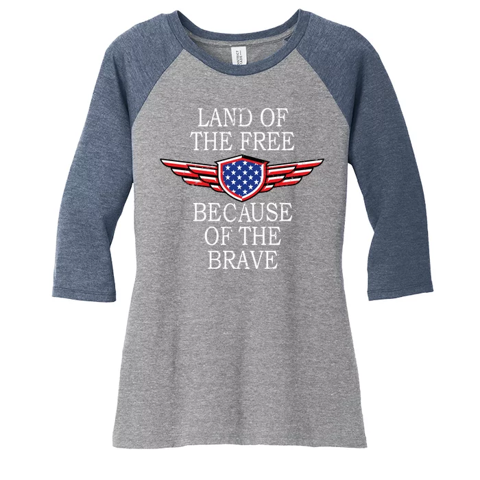 Patriotic Land Of The Free Because Of The Brave Women's Tri-Blend 3/4-Sleeve Raglan Shirt