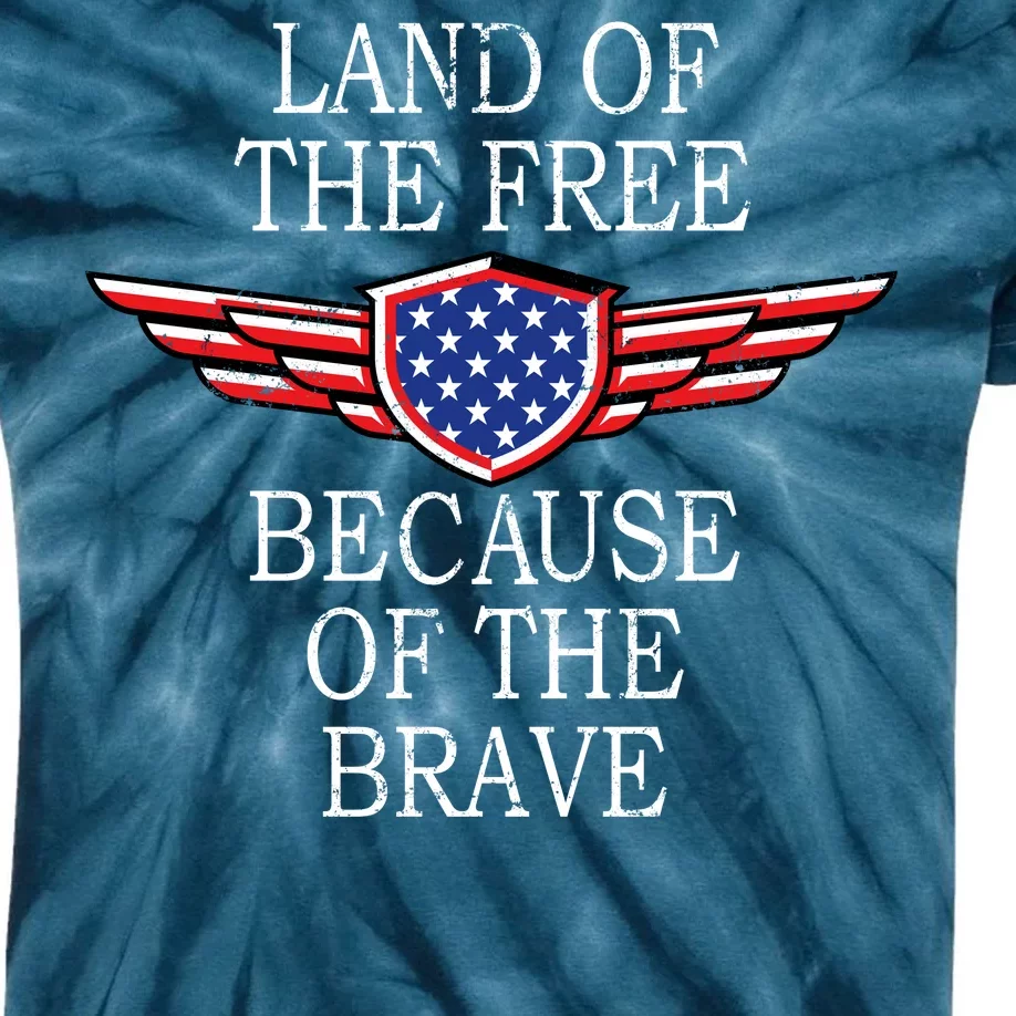 Patriotic Land Of The Free Because Of The Brave Kids Tie-Dye T-Shirt