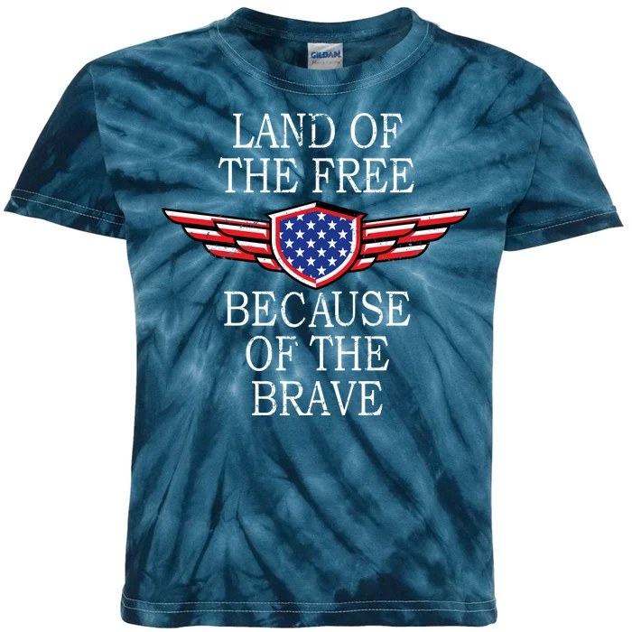 Patriotic Land Of The Free Because Of The Brave Kids Tie-Dye T-Shirt