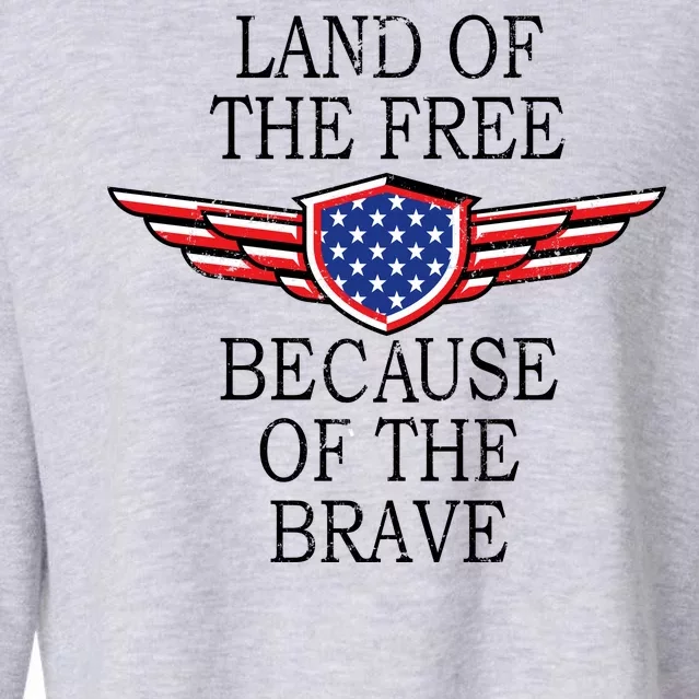 Patriotic Land Of The Free Because Of The Brave Cropped Pullover Crew