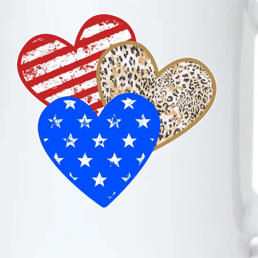 Patriotic Leopard Print Stars And Stripes Hearts Black Color Changing Mug