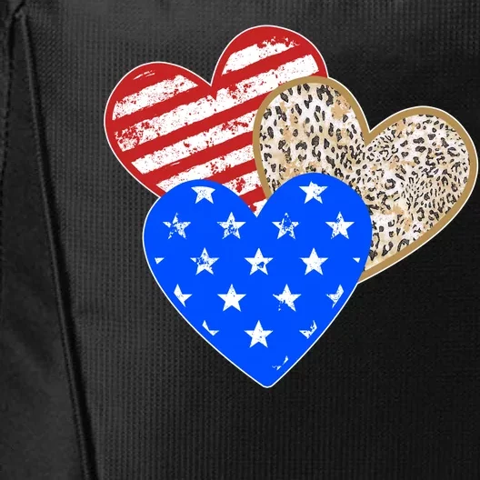 Patriotic Leopard Print Stars And Stripes Hearts City Backpack