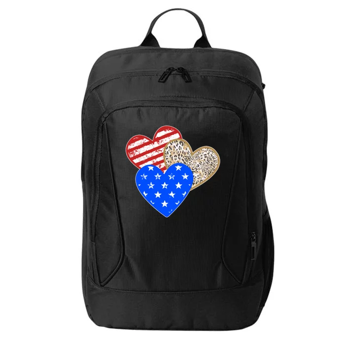 Patriotic Leopard Print Stars And Stripes Hearts City Backpack