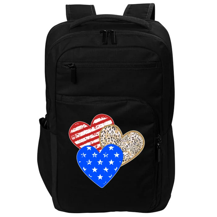 Patriotic Leopard Print Stars And Stripes Hearts Impact Tech Backpack