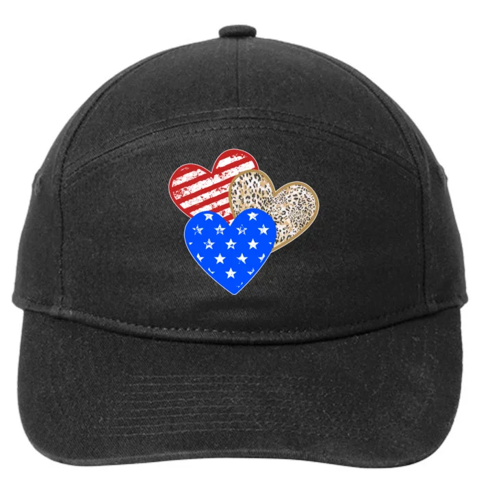 Patriotic Leopard Print Stars And Stripes Hearts 7-Panel Snapback Hat