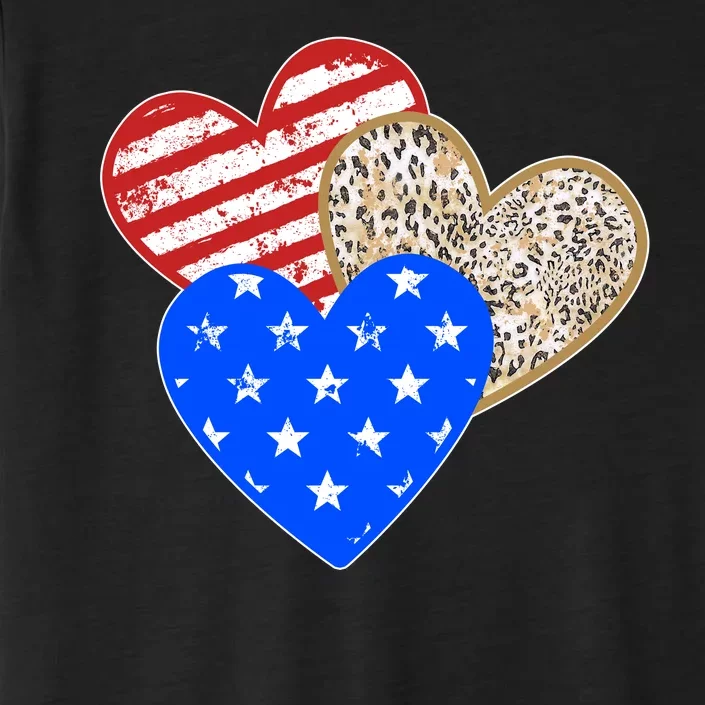 Patriotic Leopard Print Stars And Stripes Hearts ChromaSoft Performance T-Shirt