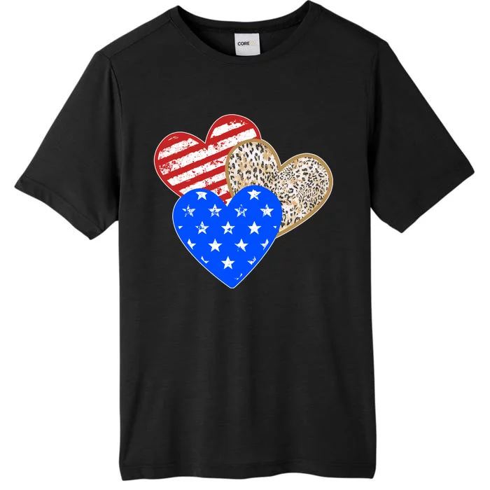 Patriotic Leopard Print Stars And Stripes Hearts ChromaSoft Performance T-Shirt