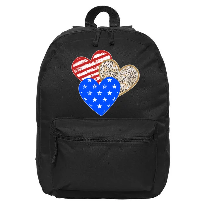 Patriotic Leopard Print Stars And Stripes Hearts 16 in Basic Backpack