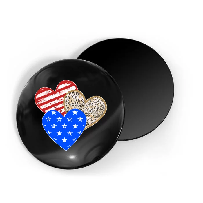 Patriotic Leopard Print Stars And Stripes Hearts Magnet