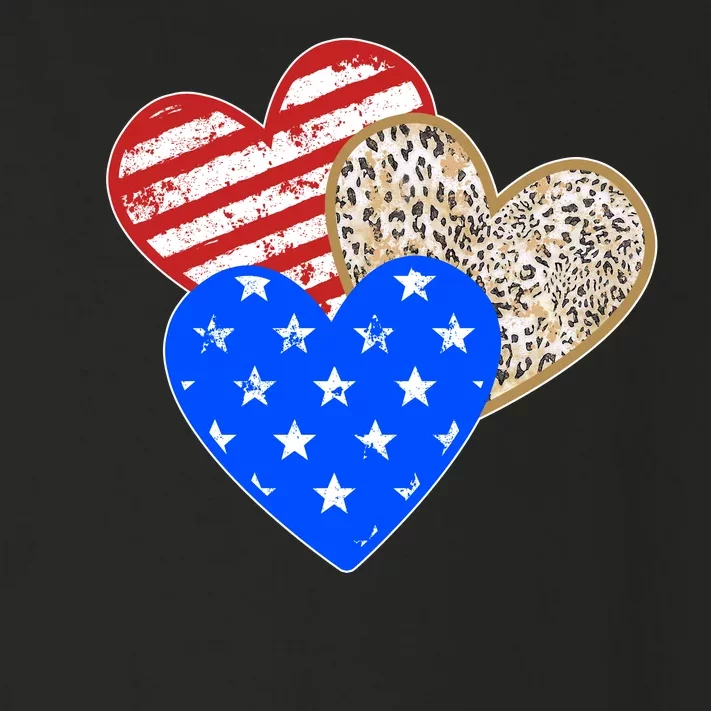 Patriotic Leopard Print Stars And Stripes Hearts Toddler Long Sleeve Shirt