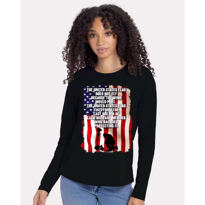 Patriotic Memorial Day United States Flag Womens Cotton Relaxed Long Sleeve T-Shirt