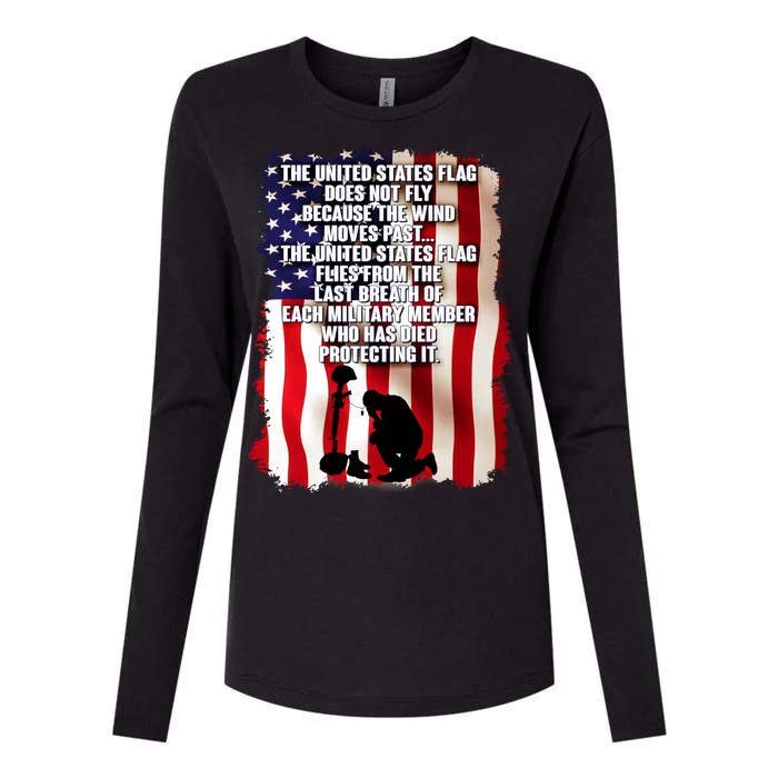 Patriotic Memorial Day United States Flag Womens Cotton Relaxed Long Sleeve T-Shirt