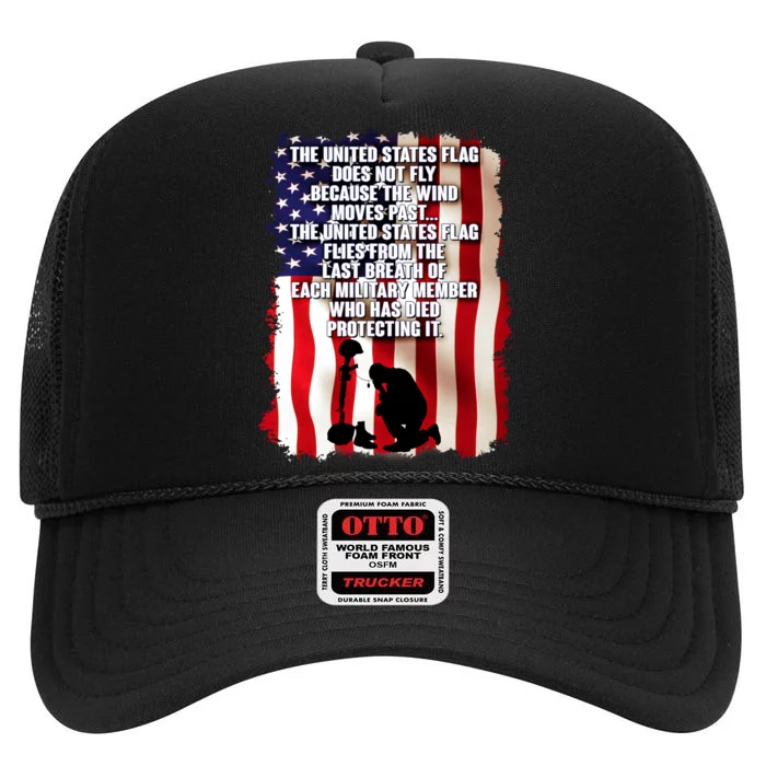 Patriotic Memorial Day United States Flag High Crown Mesh Trucker Hat