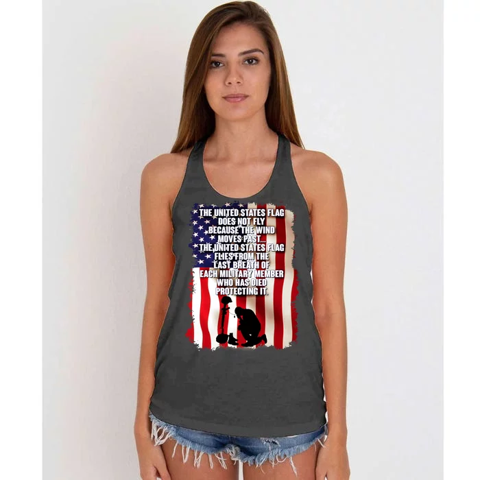 Patriotic Memorial Day United States Flag Women's Knotted Racerback Tank