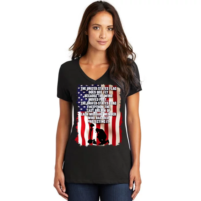 Patriotic Memorial Day United States Flag Women's V-Neck T-Shirt