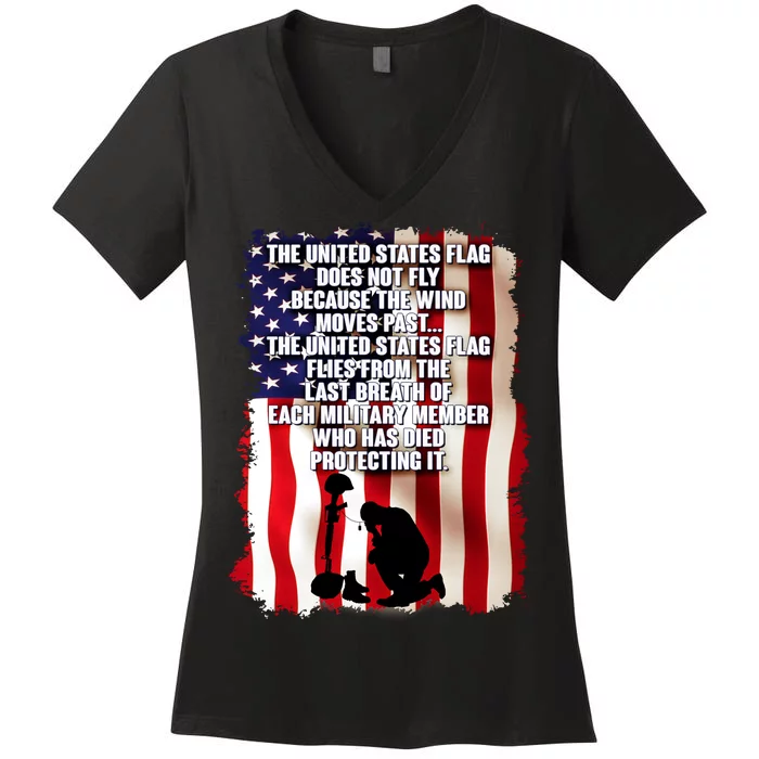 Patriotic Memorial Day United States Flag Women's V-Neck T-Shirt