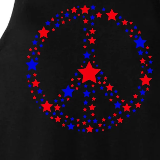 Patriotic Peace Sign Stars Ladies Tri-Blend Wicking Tank