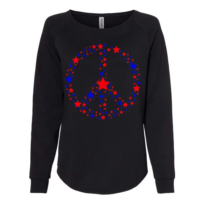 Patriotic Peace Sign Stars Womens California Wash Sweatshirt