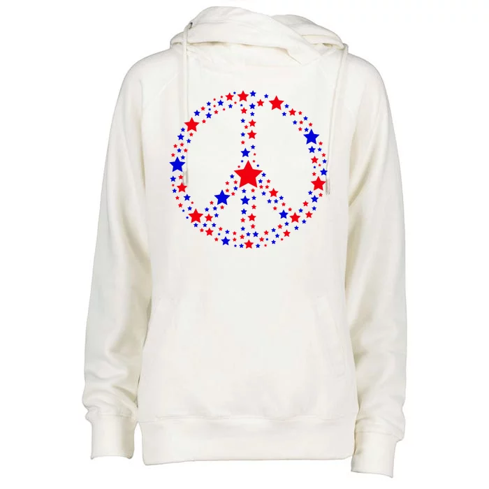 Patriotic Peace Sign Stars Womens Funnel Neck Pullover Hood