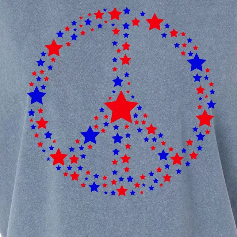 Patriotic Peace Sign Stars Garment-Dyed Women's Muscle Tee