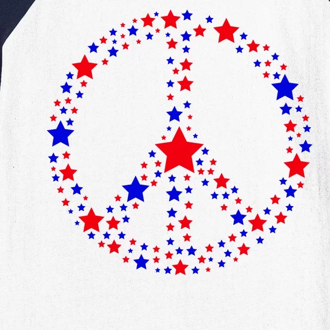 Patriotic Peace Sign Stars Baseball Sleeve Shirt