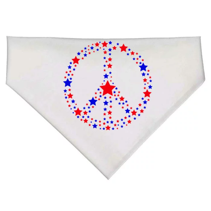 Patriotic Peace Sign Stars USA-Made Doggie Bandana