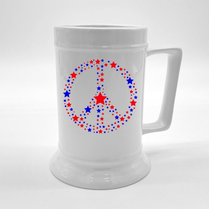 Patriotic Peace Sign Stars Front & Back Beer Stein