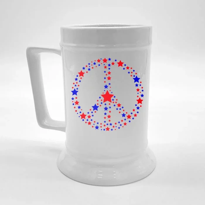 Patriotic Peace Sign Stars Front & Back Beer Stein