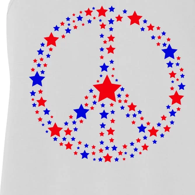 Patriotic Peace Sign Stars Women's Racerback Tank