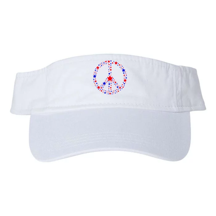 Patriotic Peace Sign Stars Valucap Bio-Washed Visor