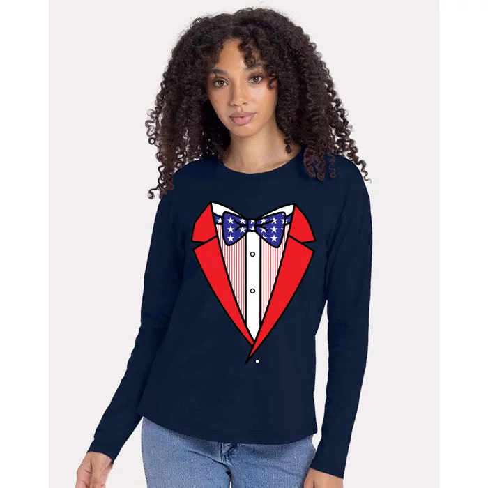 Patriotic Tuxedo Womens Cotton Relaxed Long Sleeve T-Shirt