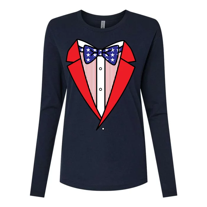 Patriotic Tuxedo Womens Cotton Relaxed Long Sleeve T-Shirt