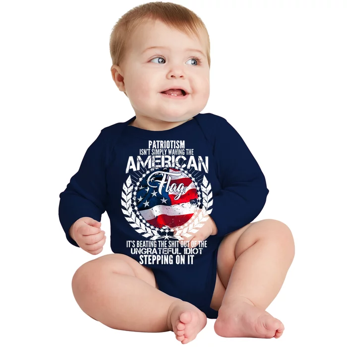 Patriotism American Flag Baby Long Sleeve Bodysuit