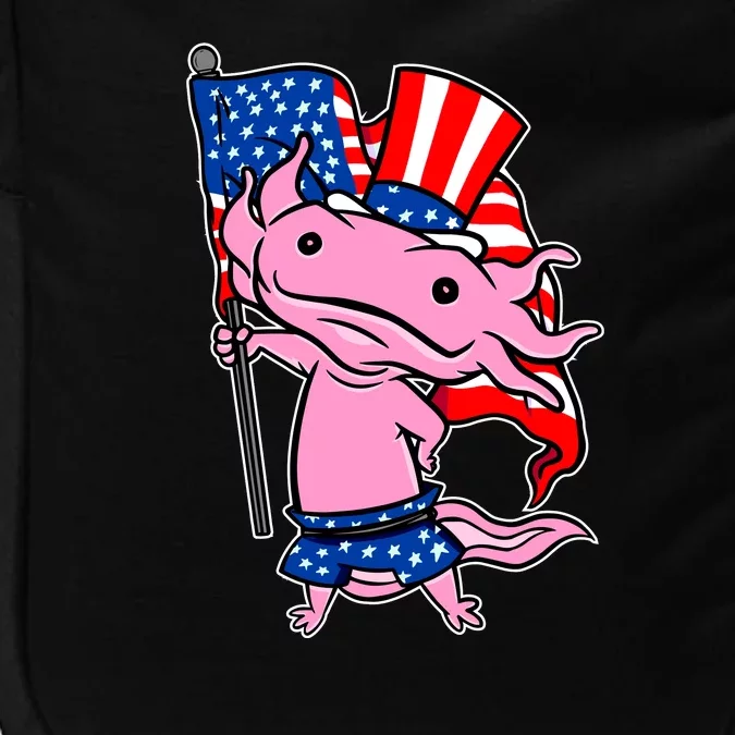 Patriotic Axolotl USA Flag Funny 4th Of July United States Impact Tech Backpack