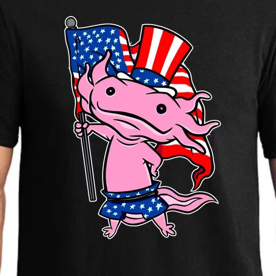 Patriotic Axolotl USA Flag Funny 4th Of July United States Pajama Set