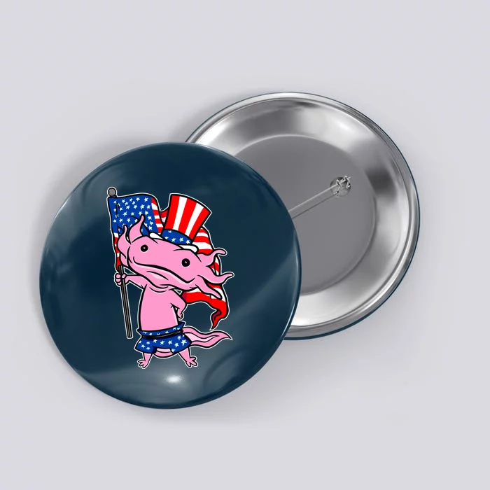 Patriotic Axolotl USA Flag Funny 4th Of July United States Button