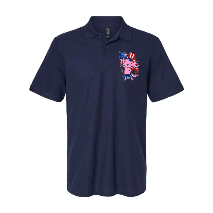 Patriotic Axolotl USA Flag Funny 4th Of July United States Softstyle Adult Sport Polo